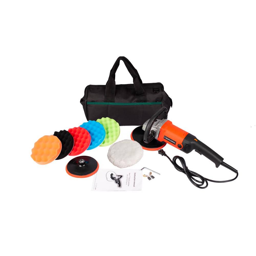10-Amp Corded Electric 7 in. Pad Buffer Polisher,Rotary Polisher Sander, Ca