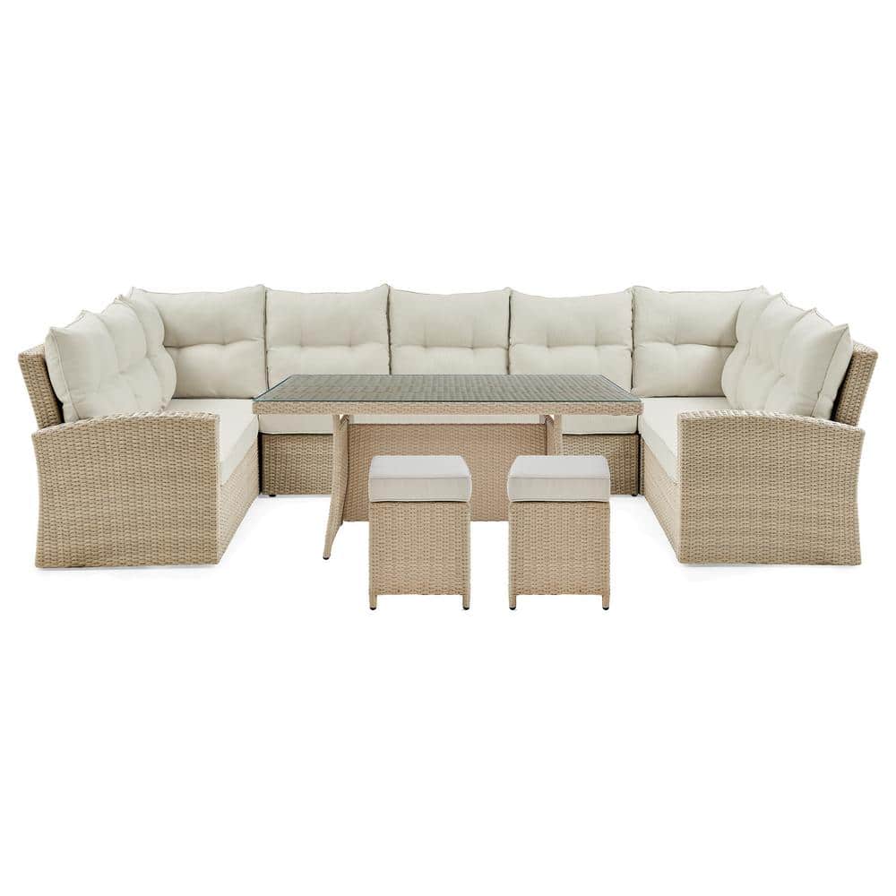 Canaan All-Weather Wicker Outdoor Double-Corner Sectional Sofa and 2-Lovese