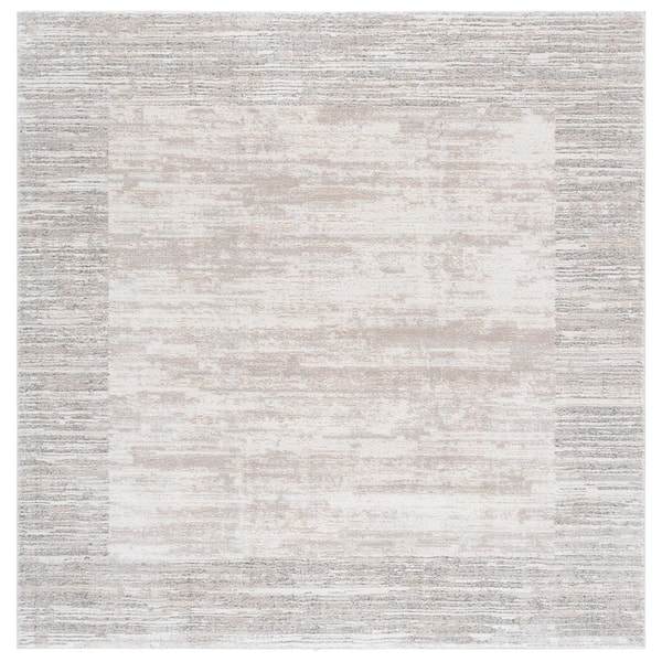 Northport 7 ft. x 7 ft. Ivory/Gray Distressed Border Square Area Rug