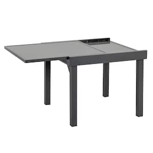 Rectangle Aluminum Outdoor Dinging Table with Extension in Light Gray
