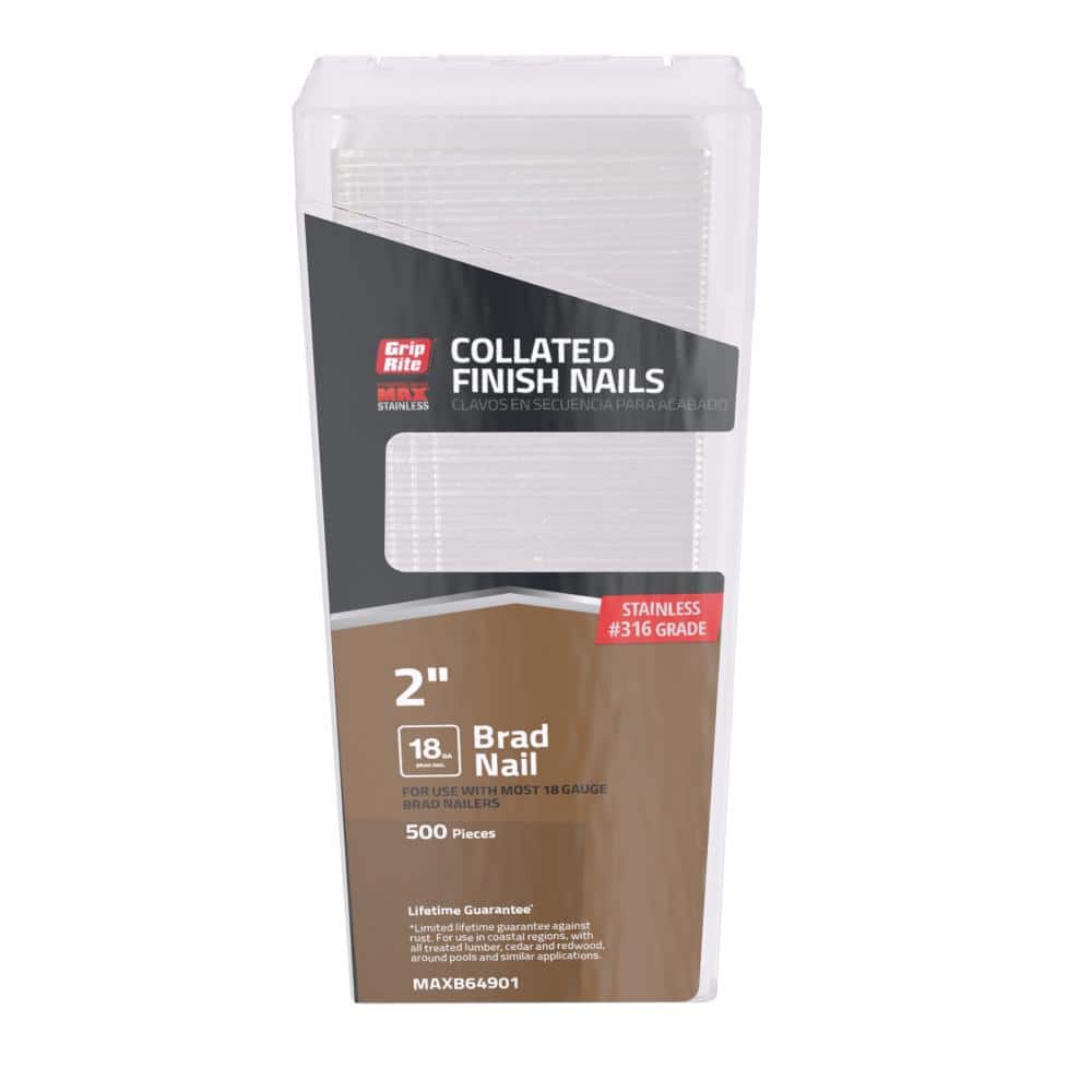 GripRite 2 in. 18Gauge Collated Adhesive 316 Stainless Steel Brad