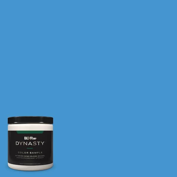 BEHR DYNASTY 8 oz. #P510-5 Perfect Sky Semi-Gloss Enamel Stain-Blocking Interior/Exterior Paint and Primer Sample