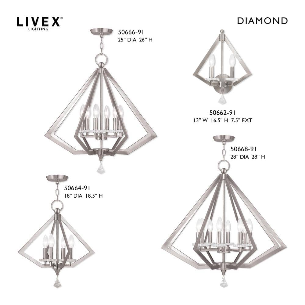 Brushed Nickel and Crystal 8-Light Candle Chandelier