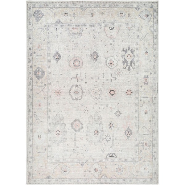 Marlon Gray Traditional Border 9 ft. 1 in. x 12 ft. Area Rug