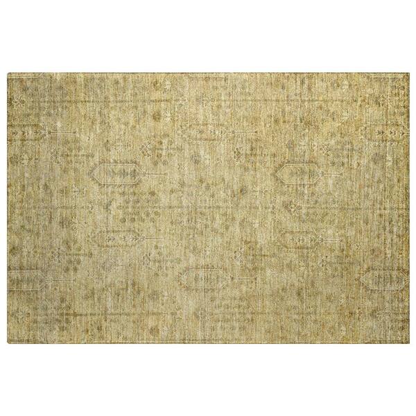 Dream Shag Premium Machine Washable Abstract ADS790 Gold 3 ft. x 4 ft. Area Rug