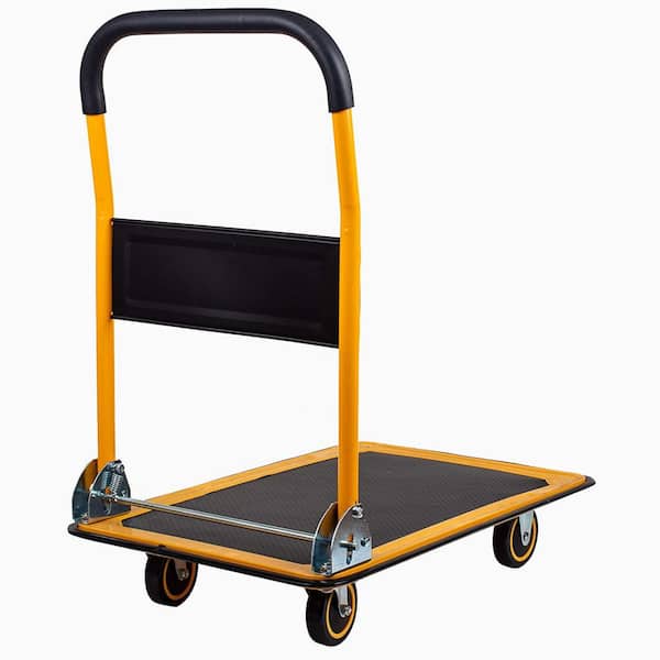 Runesay 330 lb.Truck Hand Flatbed Cart Dolly Folding Moving Push Heavy-Duty Rolling Truck in Yellow