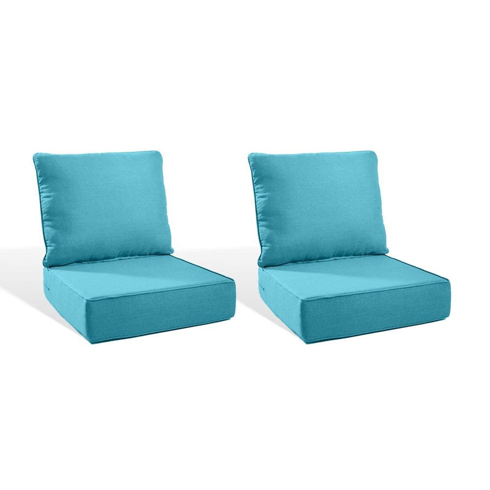 PlushCore 22 in. x 24 in. x 6 in. 4-Piece Deep Seating Outdoor Lounge Chair Thick Cushion Set in Light Blue (2-Set) price history on PriceWatchPro