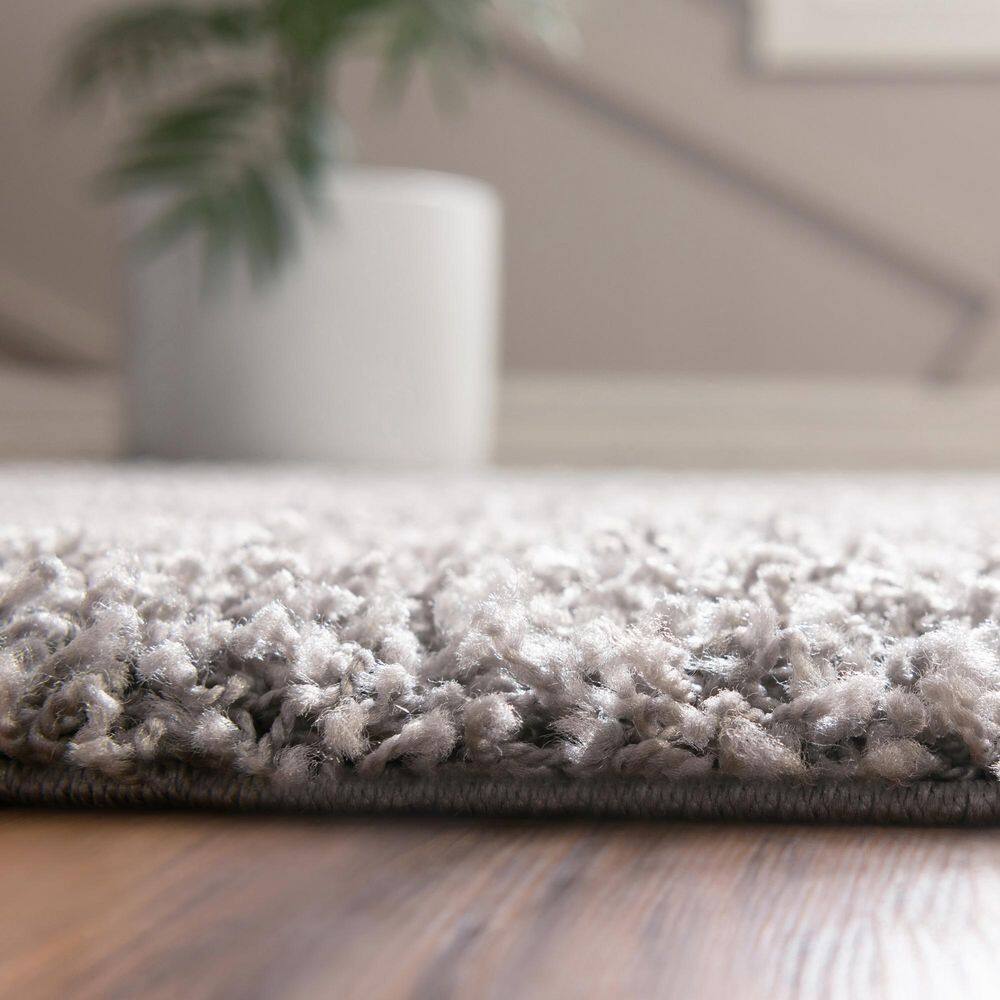 Cloud Gray High Pile Shag Rectangular Area Rug