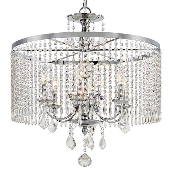 Home Decorators Collection Calisitti 6-Light Polished Chrome Chandelier with K9 Crystal Dangles