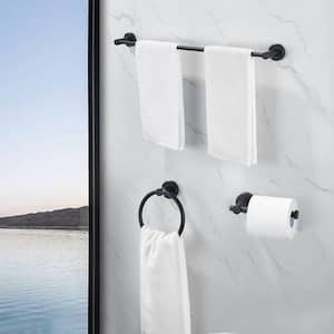 3-Piece Wall Mount Aluminum Adjustable Length Bathroom Towel Rack Set in Black