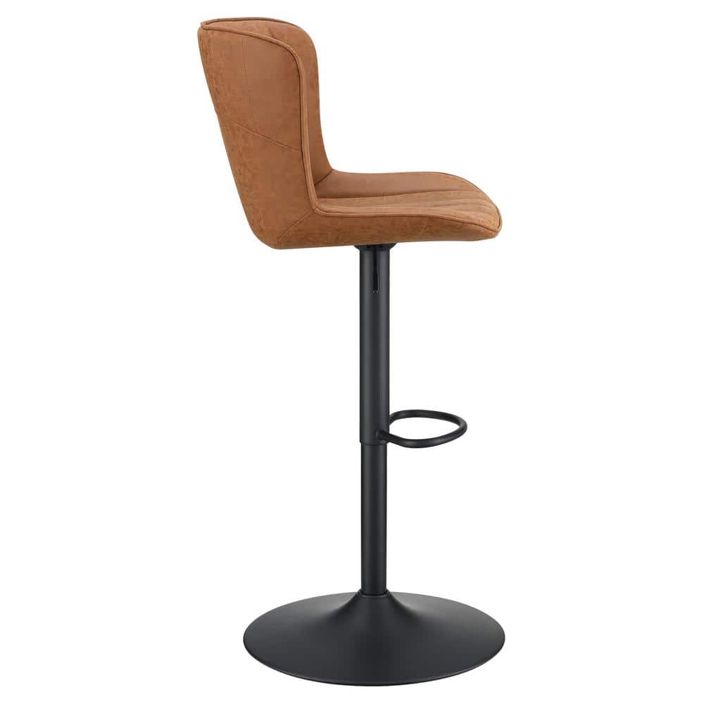 Sand Faux Leather Swivel Adjustable Stool with Metal Base