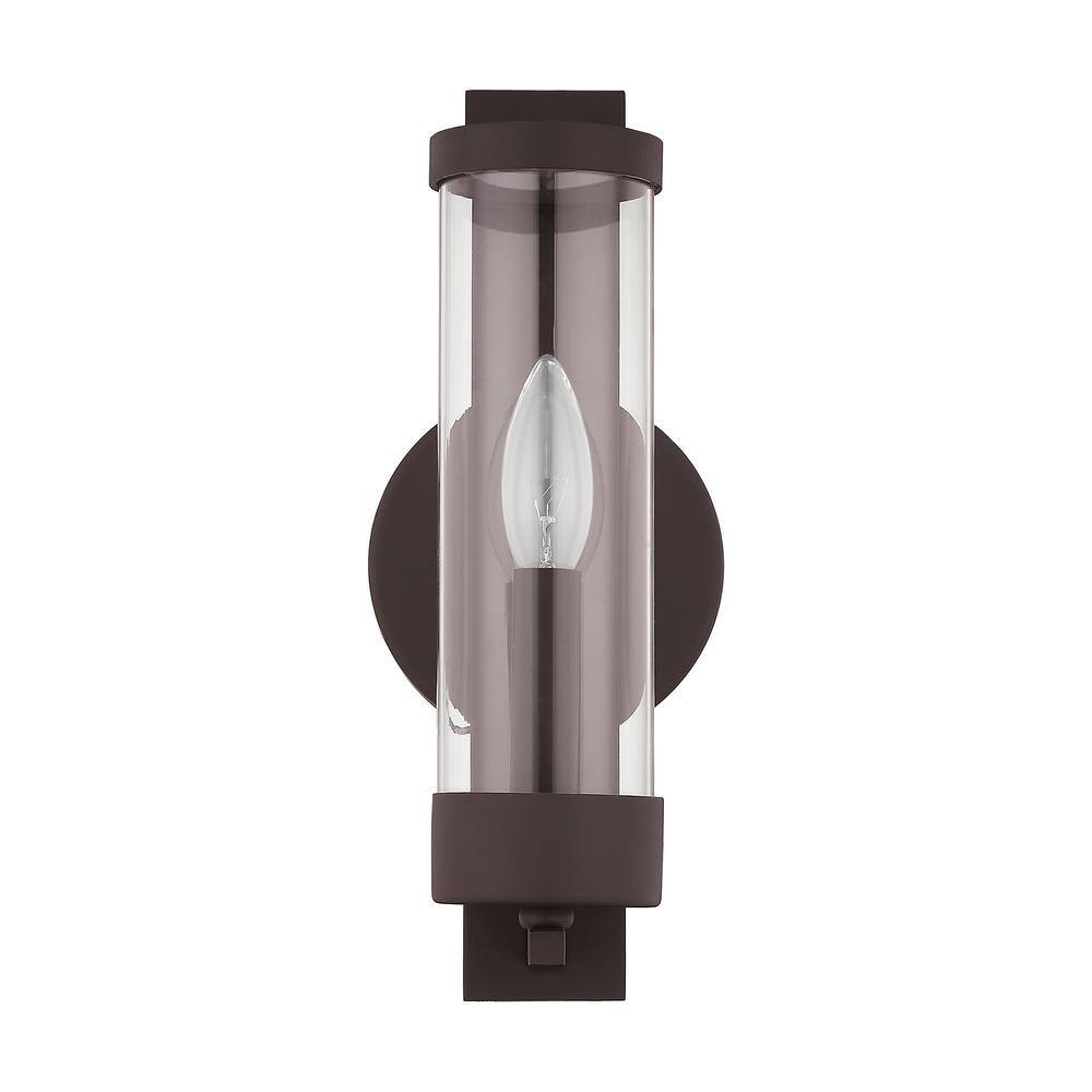 Castleton Modern Bronze Wall Sconce with Clear Glass
