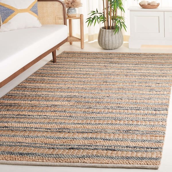 SAFAVIEH Natura 6 ft. x 9 ft. Natural/Gray Modern Striped Area Rug ...