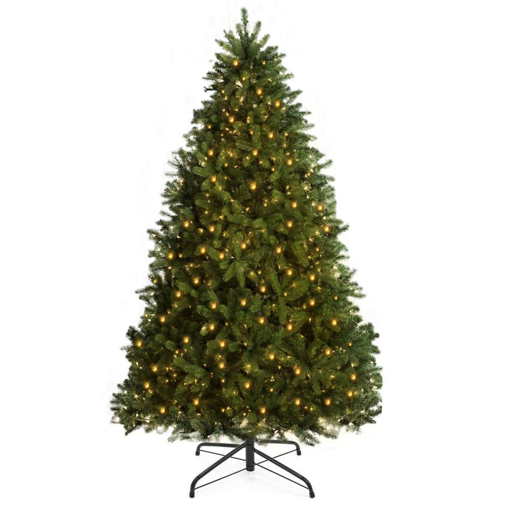 Pre-Lit Artificial Christmas Tree Holiday Decor with Lights and Stand Up to