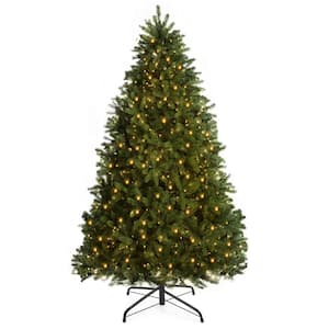 Pre-Lit Artificial Christmas Tree Holiday Decor with Lights and Stand Up to 9 ft.