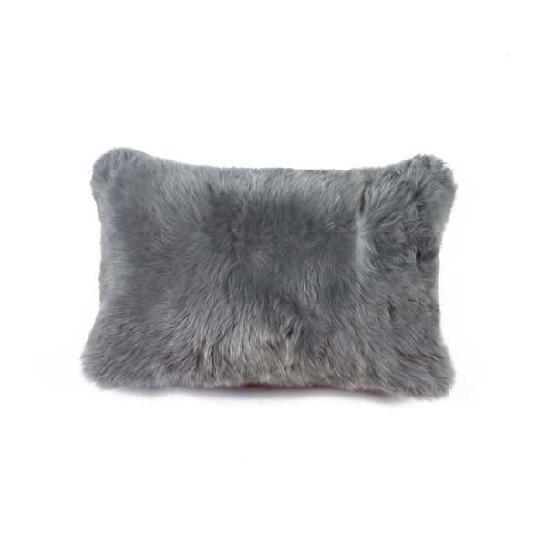 natural New Zealand Sheepskin Gray Solid 12 in. x 20 in. Throw Pillow ...