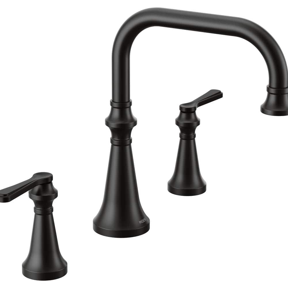 Matte Black Nickel Transitional Deck Mounted Widespread Faucet
