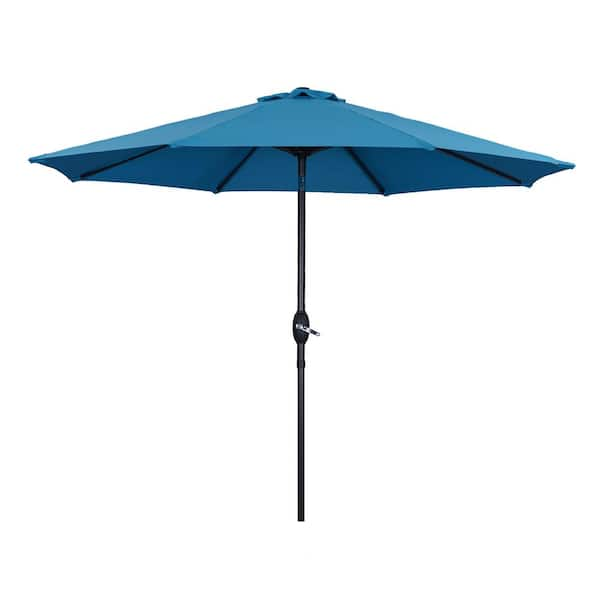 Inner Decor Levy 9 ft. Steel Market Tilt Patio Umbrella in Light Blue ...