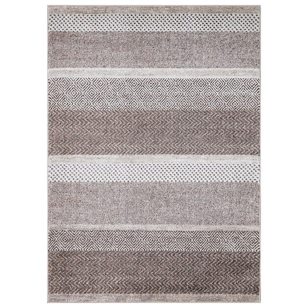 Concord Global Trading Positano Collection Toscano Brown 3 ft. x 5 ft. Stripe Area Rug