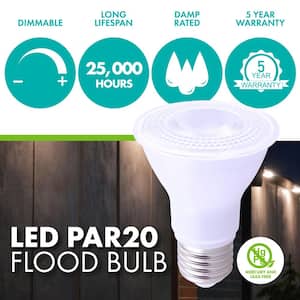 50-Watt Equivalent Par 20 Dimmable E26 LED Light Bulb, 2700K Warm White Lamp, 8-Pack