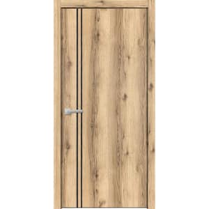 18 in. x 80 in. 1 Panel Oak Finished Solid Wood with Honeycomb Sliding Door with Hardware