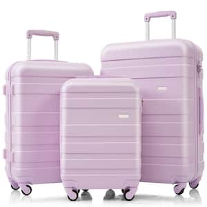 Lightweight Durable 3-Piece Purple ABS Hardshell Spinner Luggage Set with TSA Lock