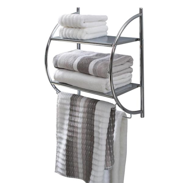 Juvale Wall Mounted 2 Tier Storage Organizer Shelf For Bathroom & Kitchen,  Chrome Metal Shower Caddy With 2 Swing Towel Rack : Target