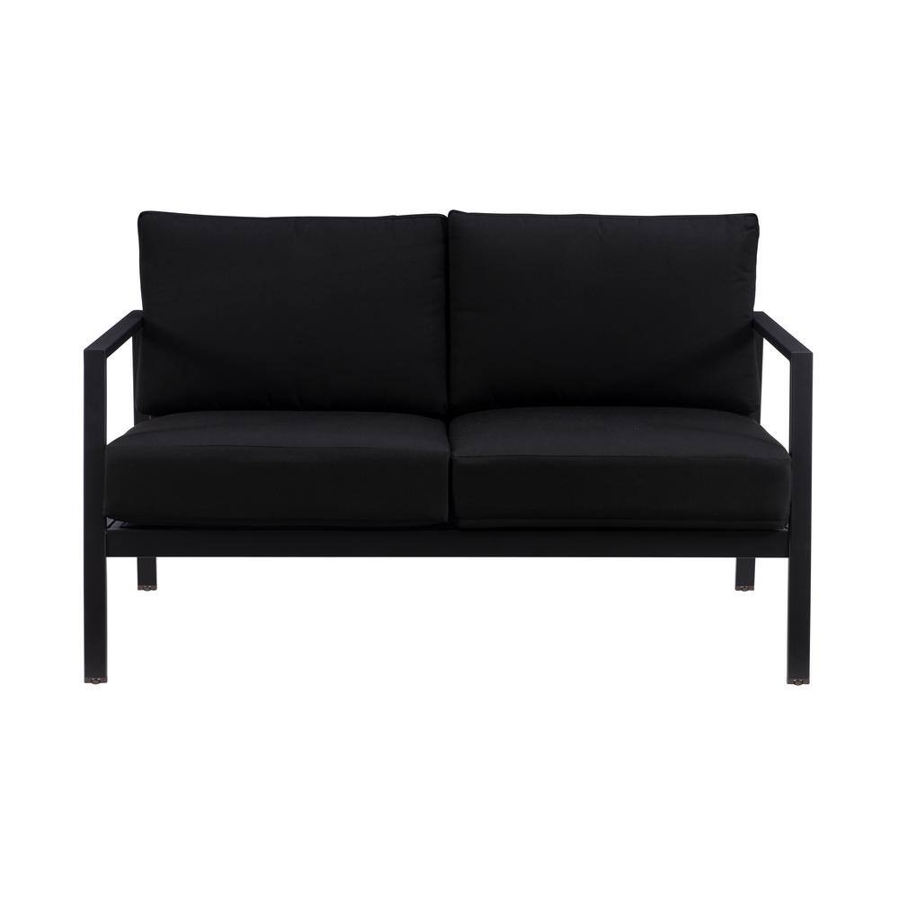 Linon Home Decor Harper Hill Black Aluminum Frame Outdoor Loveseat with