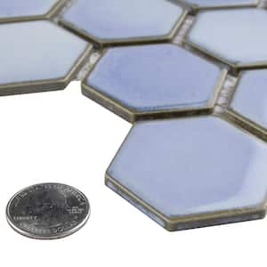 Hudson Due 2" Hex Frost Blue 10-7/8 in. x 12-5/8 in. Porcelain Mosaic Tile (9.7 sq. ft./Case)