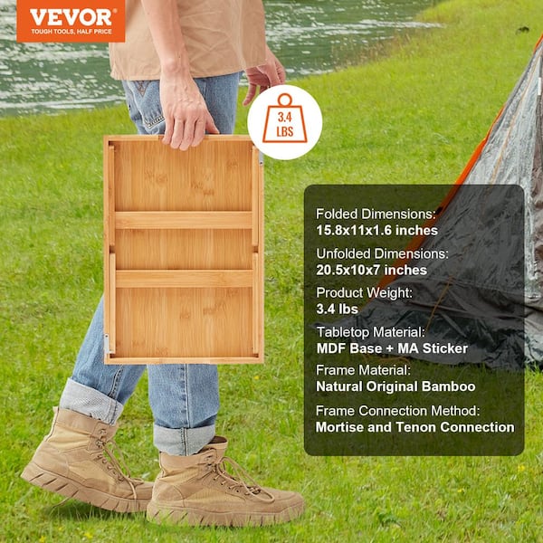 VEVOR 2-Pack Bed Tray Table 15.8 in. W x 7 in. H x 11 in. D Bamboo  Breakfast Tray with Foldable Legs Serving Laptop Desk Tray  ZCTP2JT15811OK5OSV0 - The Home Depot