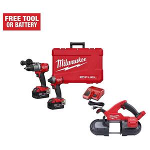 M18 FUEL 18-Volt Lithium-Ion Brushless Cordless Hammer Drill and Impact Driver Combo Kit (2-Tool) W/ Compact Bandsaw