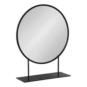 Medium Round Black Contemporary Mirror (22 in. H x 18 in. W)