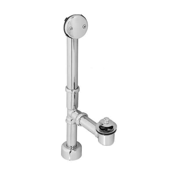 Westbrass All Exposed 14 in. Make-Up Pull and Drain Bath Waste with 17-Gauge Tubing, Polished Chrome