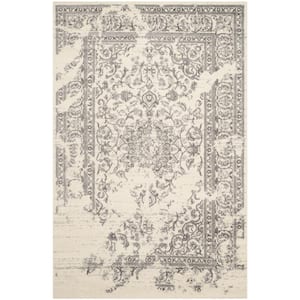 Adirondack Ivory/Silver 6 ft. x 9 ft. Border Floral Area Rug