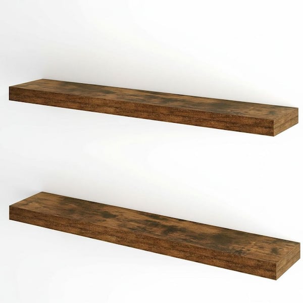 40 in. W x 7 in. D Brown Floating Shelves with Invisible Brackets, Decorative Wall Shelf Set of 2