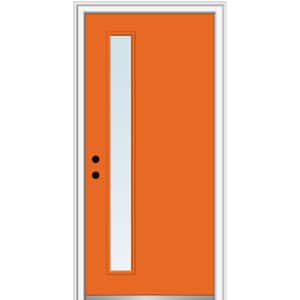32 in. x 80 in. Viola Low-E Glass Right-Hand Inswing 1-Lite Clear Painted Steel Prehung Front Door