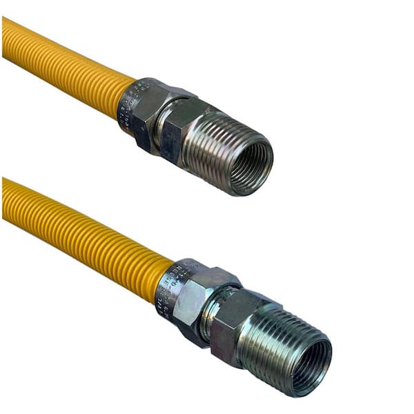 JONES STEPHENS 36 in. Yellow Stainless Steel Gas Connector (1/2 in. FIP x 1/2 in. MIP)