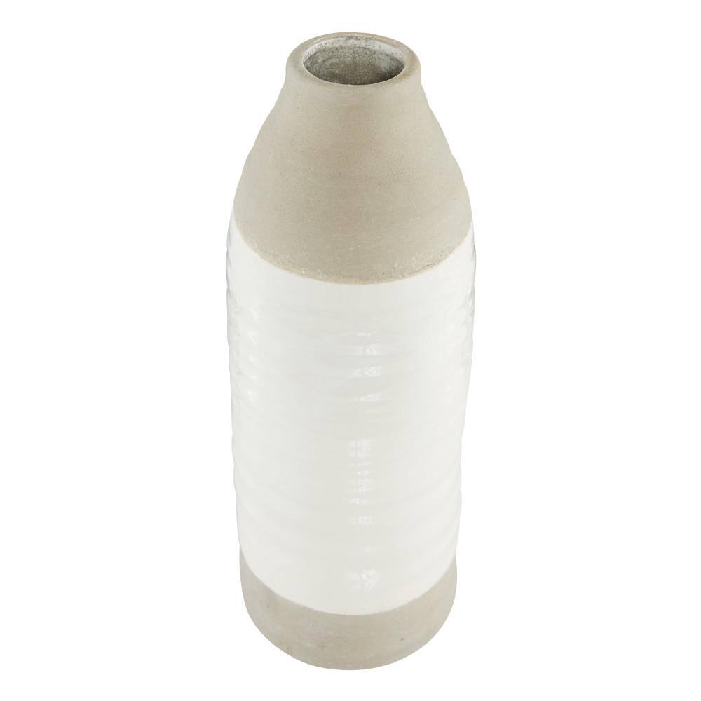 Gray and White Ceramic Bud Vase, 14"
