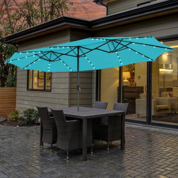 double vented patio umbrellas with lights 13ft 2 Tier Double-Sided Umbrella Base, Without / Beige a cross MAISON ARTS 15ft 2-Tier Vented
