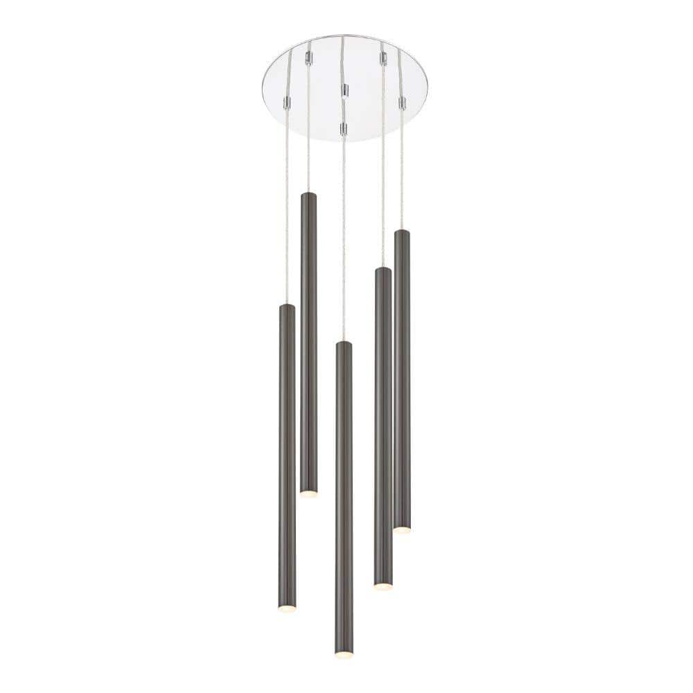 Forest 5-Watt 5-Light Integrated LED Chrome Shaded Chandelier with Pearl Bl