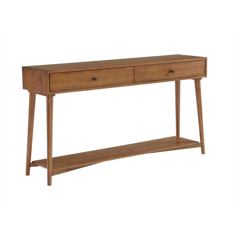 Arlington 60 in. Cinnamon Rectangle Wood Sofa Console Table with Storage