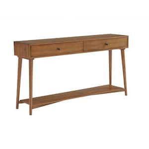 Arlington 60 in. Cinnamon Rectangle Wood Sofa Console Table with Storage