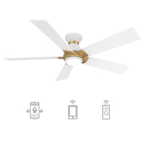 Aspen 48 in. Dimmable LED Indoor/Outdoor White Smart Ceiling Fan with Light and Remote, Works with Alexa/Google Home