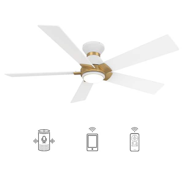 CARRO Aspen 48 in. Dimmable LED Indoor/Outdoor White Smart Ceiling Fan with Light and Remote, Works with Alexa/Google Home