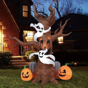 Syncfun 8 FT Halloween Inflatable Scary Tree with Ghosts, Pumpkins, and Tombstone