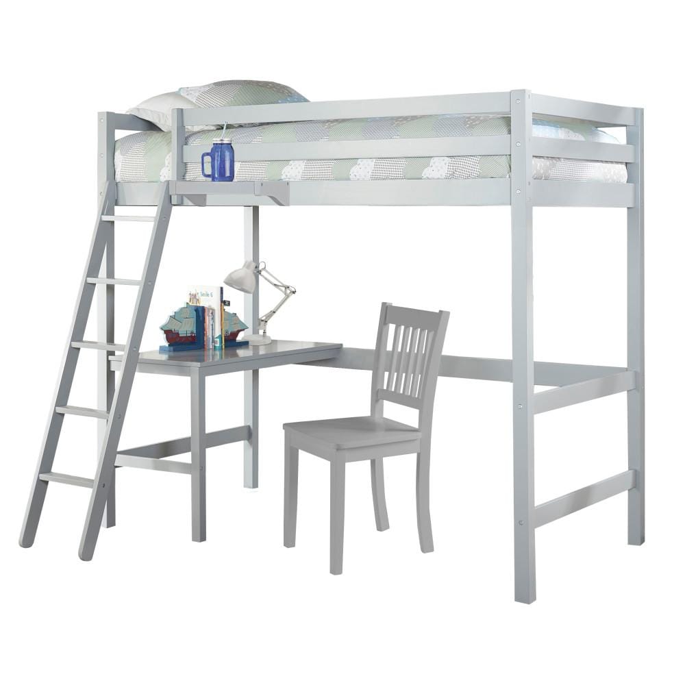 Caspian Twin Loft Bed with Chair and Hutch, Gray -  Hillsdale Furniture, 2177-320CH