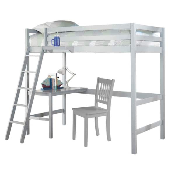Hillsdale Furniture Caspian Twin Loft Bed with Chair and Hutch, Gray