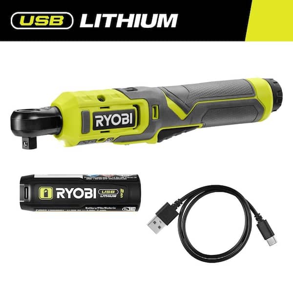 USB Lithium 3/8 in. Ratchet Kit with 2.0 Ah Battery and USB Charging Cable with USB Lithium 2.0 Ah Lithium Battery