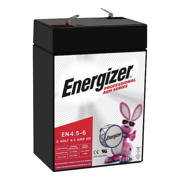 Energizer EN4.5-6, 6-Volt 4.5 Amp Hr, Long Lasting Sealed Lead Acid AGM Rechargeable Battery