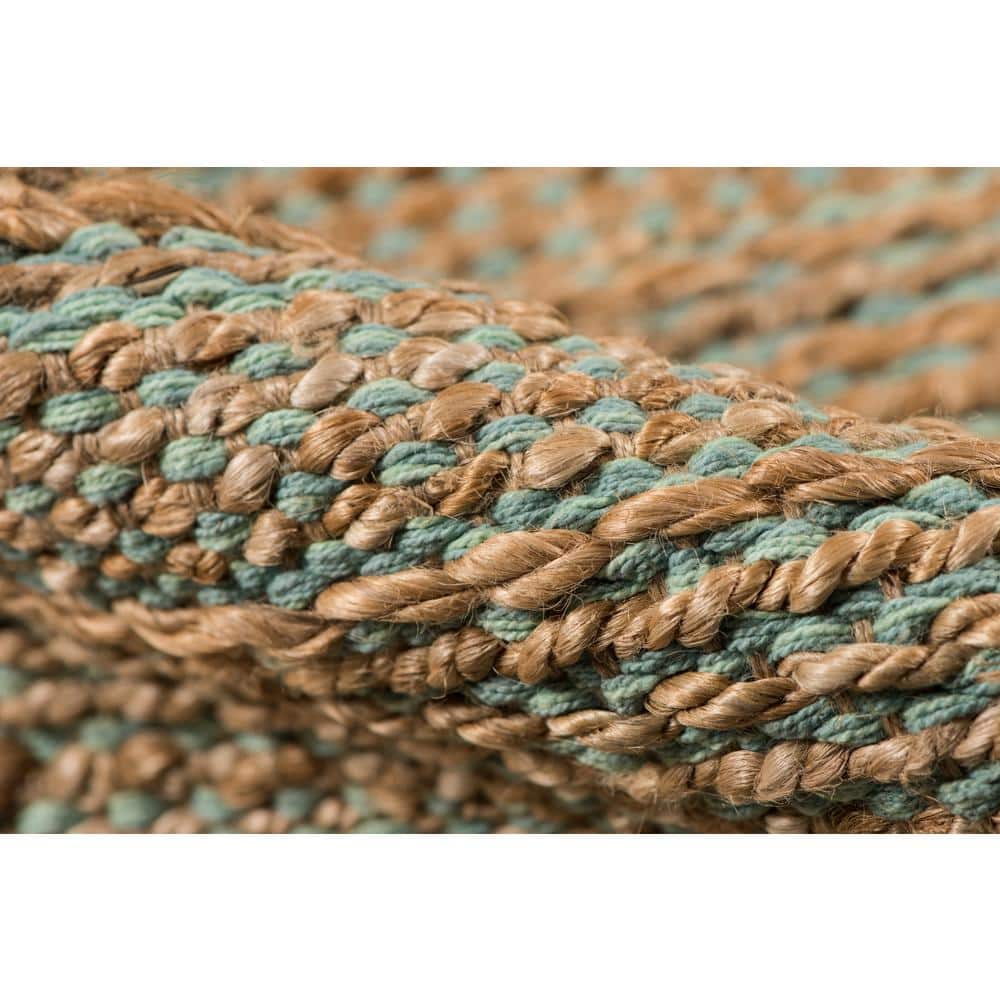 Hand-Woven Aqua Wool 8' x 10' Reversible Area Rug